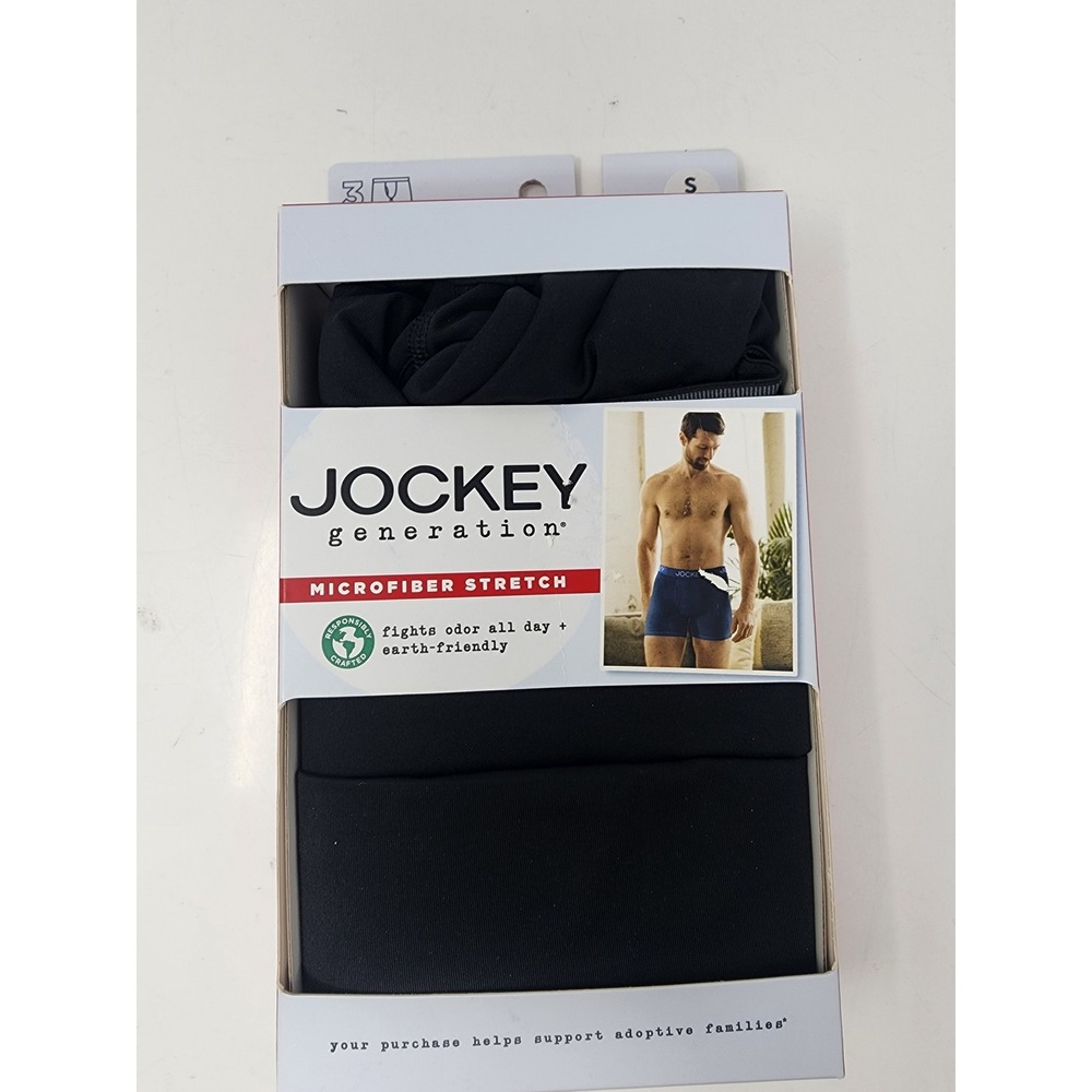 Jockey Generation Mens Microfiber Stretch 3 Pack Boxer Briefs Black Poly Size S